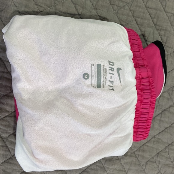 Nike tempo dry fit running shorts pink, white side panels, black trim. Medium - Picture 3 of 3